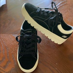 Black Sketcher Street Air Cooled Memory Foam Shoes